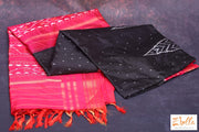 Black And Pink Designer Ikkat Pure Silk Saree With Stitched Blouse Saree