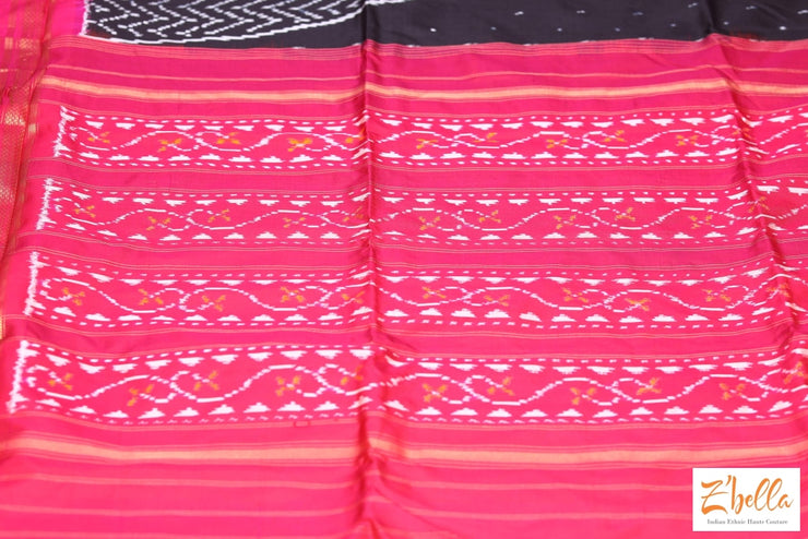 Black And Pink Designer Ikkat Pure Silk Saree With Stitched Blouse Saree