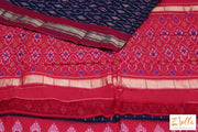 Black And Red Ikkat Cotton Sareee With Stitched Blouse Saree
