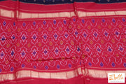 Black And Red Ikkat Cotton Sareee With Stitched Blouse Saree