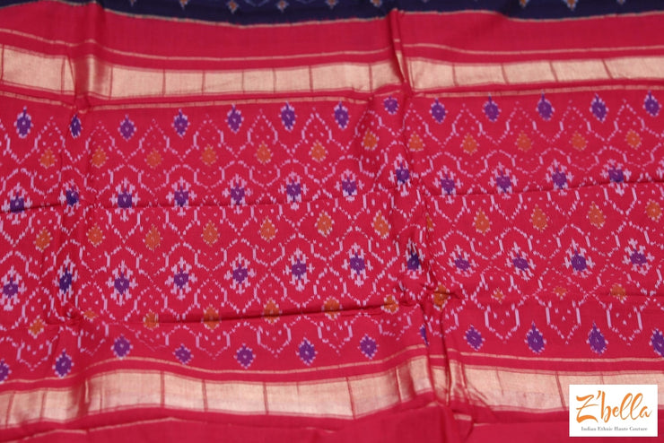 Black And Red Ikkat Cotton Sareee With Stitched Blouse Saree