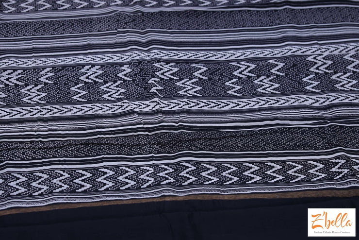 Black Printed Chanderi Cotton Silk Saree With Bp Saree