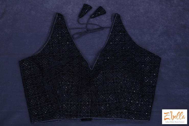 Black Soft Velvet Sleeveless Blouse Blouse