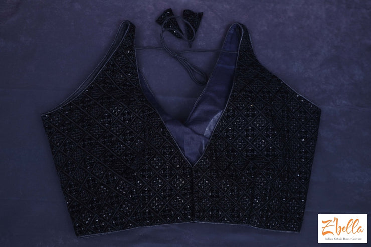 Black Soft Velvet Sleeveless Blouse Blouse