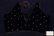 Black Soft Velvet Sleeveless Blouse With Gold Sequins Blouse