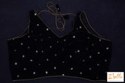 Black Soft Velvet Sleeveless Blouse With Gold Sequins Blouse