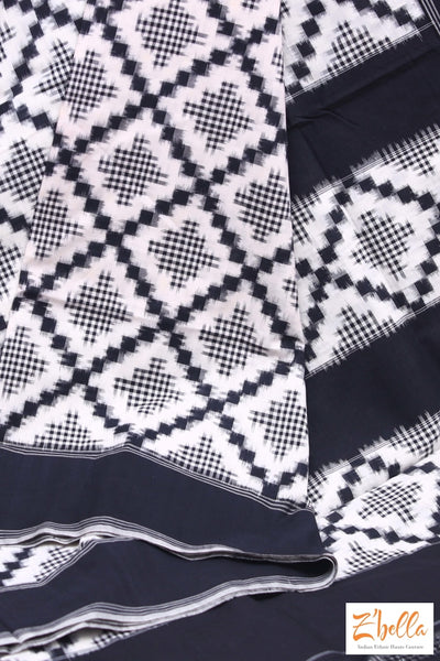 Black Telia Cotton Hand Woven Saree With Stitched Blouse Saree
