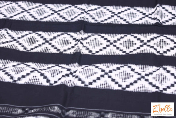 Black Telia Cotton Hand Woven Saree With Stitched Blouse Saree