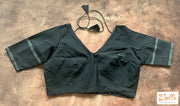 Black Telia Cotton Hand Woven Saree With Stitched Blouse Saree