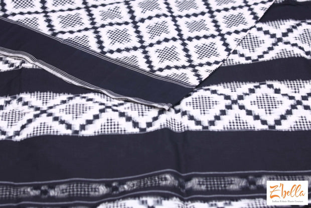 Black Telia Cotton Hand Woven Saree With Stitched Blouse Saree