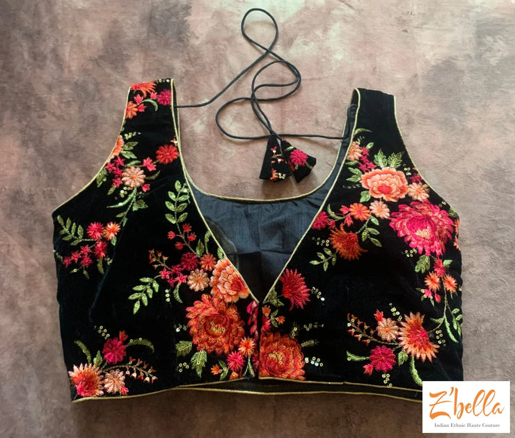 Black Velvet Sleeveless Blouse Blouse