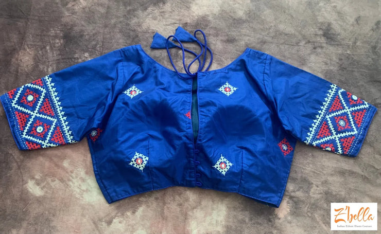 Blue Blouse With Kutch Work Blouse