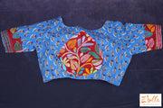 Blue Cotton Blouse With Kantha Work Blouse