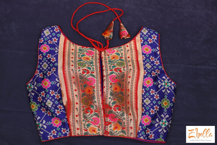 Blue Pattola Silk Blouse Blouse