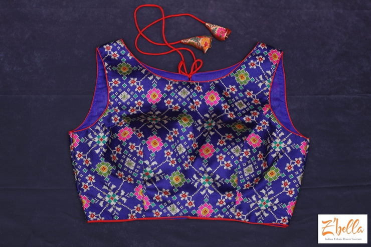 Blue Pattola Silk Blouse Blouse