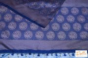 Blue Semi Soft Katan Brocade Saree With Stitched Blouse Saree