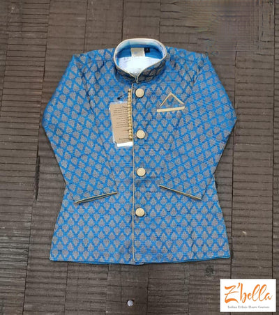 Blue Short Length Kurta Suit With Bottom Boy Kids Set