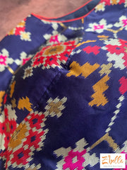 Blue Sleevess Silk Blouse Blouse