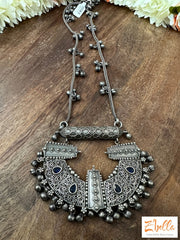 Blue Stone Big Pendent With Chain (No Earring) Necklace
