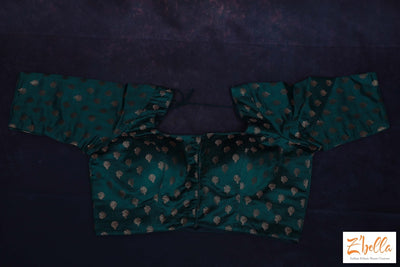 Bottle Green Brocade Silk Blouse Blouse