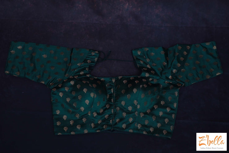 Bottle Green Brocade Silk Blouse Blouse