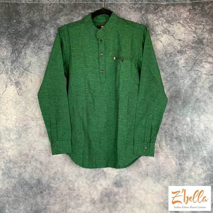 Bottle Green Color Short Kurta Boy Kids Set