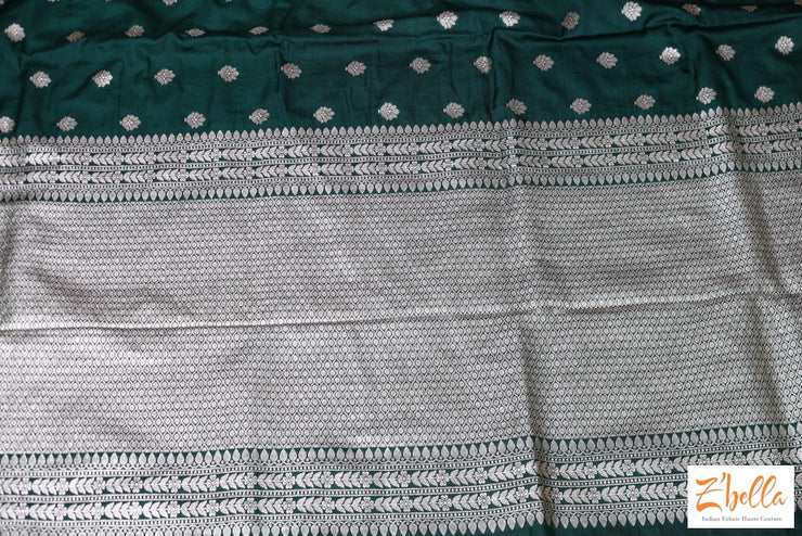 Bottle Green Semi Mashru Silk Saree (Blouse Stitching On Request) Saree