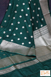 Bottle Green Semi Mashru Silk Saree (Blouse Stitching On Request) Saree