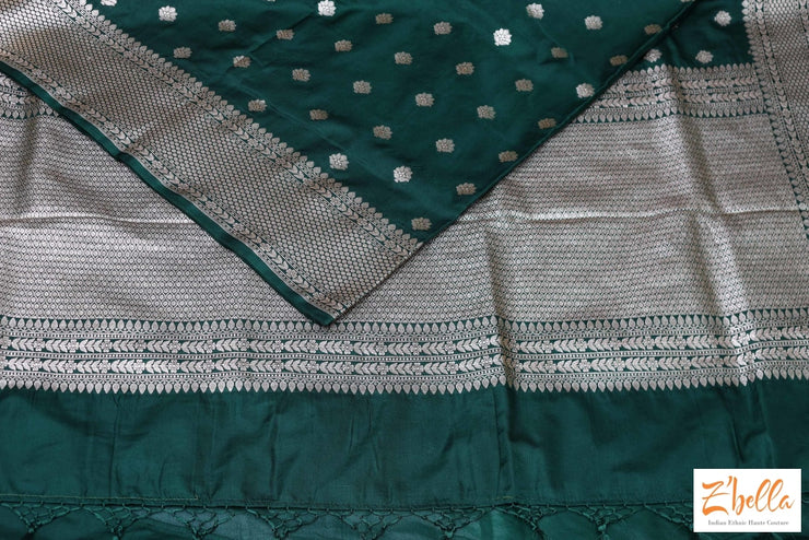 Bottle Green Semi Mashru Silk Saree (Blouse Stitching On Request) Saree