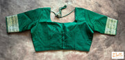 Bottle Green Semi Mashru Silk Saree With Stitched Blouse Saree
