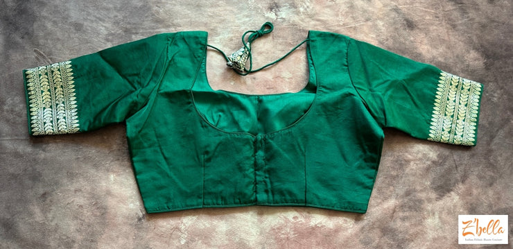 Bottle Green Semi Mashru Silk Saree With Stitched Blouse Saree