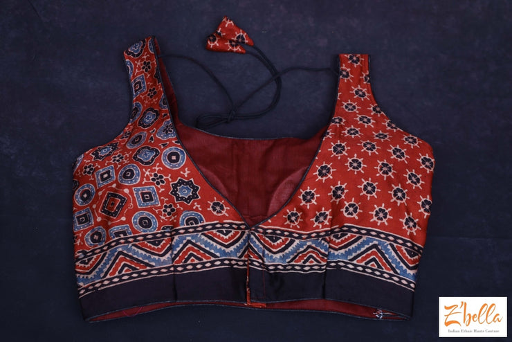 Brick Red Sleeveless Modal Silk Blouse Blouse