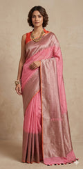 Linen banarsi saree with stitched blouse