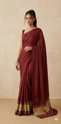 Maroon gajji silk saree with lagda patti pallu