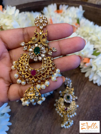 Chandbali Jhuma Earrings Gold Tone