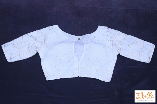 Chikankari Sequins Sleeveless Blouse Blouse