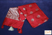 Chilly Red Chanderi Silk Saree With Stitched Blouse Saree