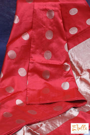 Chilly Red Chanderi Silk Saree With Stitched Blouse Saree
