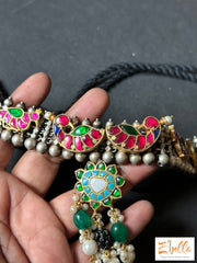 Choker With Temple Stones And Jhumka Necklace
