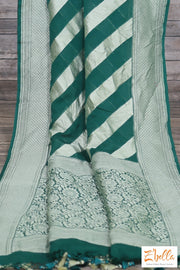 Clearance - Green Georgette Banarasi Saree With Line Saree