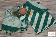 Clearance - Green Georgette Banarasi Saree With Line Saree