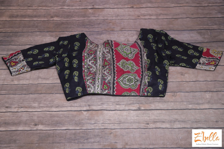 Cotton Blouse With Ajrak Print Blouse