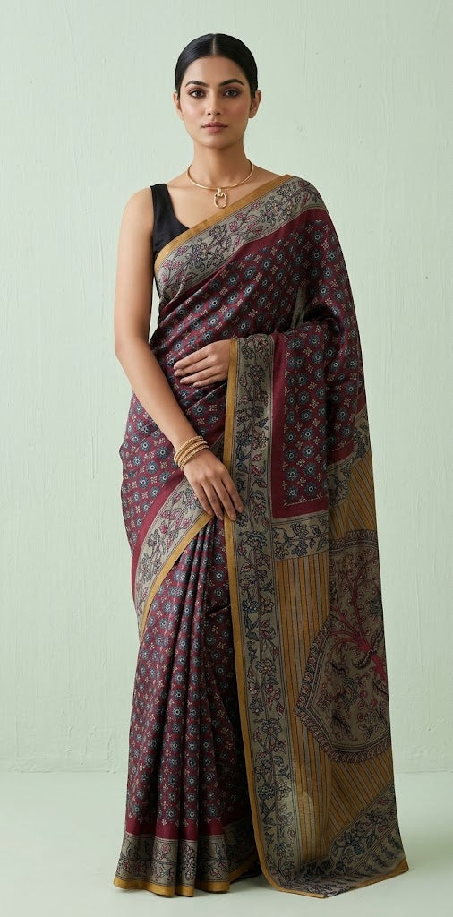 Kalamkari Digital printed semi silk saree, no BP