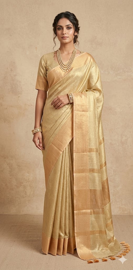 Modal tissue saree with stitched blouse