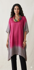 Shaded kaftan in satin silk , fits up to size 44