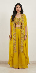 Greenish yellow palazzo with shrug