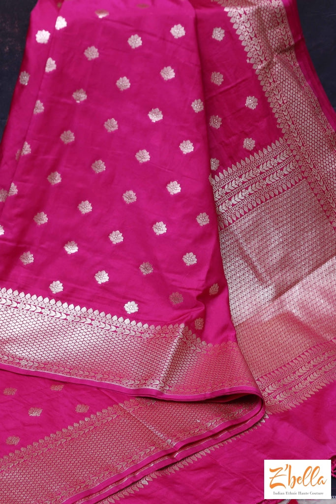 Dark Pink Semi Mashru Silk Saree (Blouse Stitching On Request) Saree