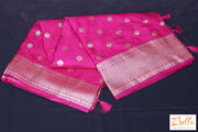 Dark Pink Semi Mashru Silk Saree (Blouse Stitching On Request) Saree