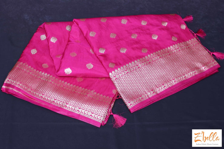 Dark Pink Semi Mashru Silk Saree (Blouse Stitching On Request) Saree