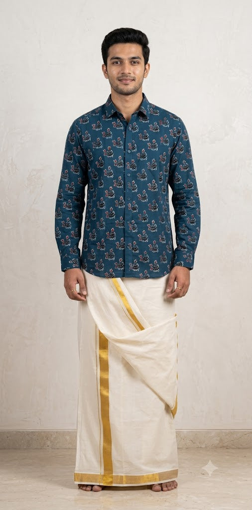 Ajrakh handblock printed shirts in pure Cotton